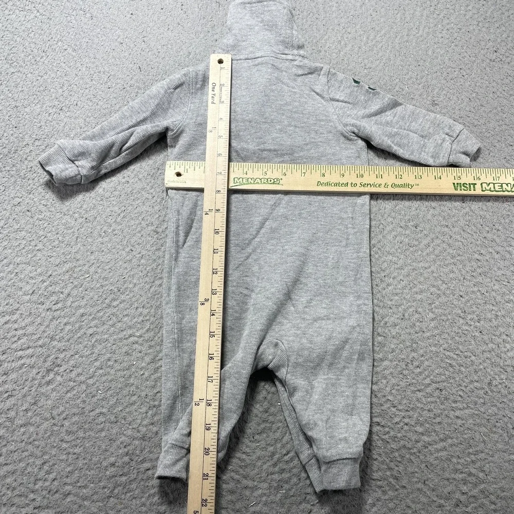 Ralph Lauren Coverall Infant Boys 6M Gray Knit Collared Logo Snap One-Piece